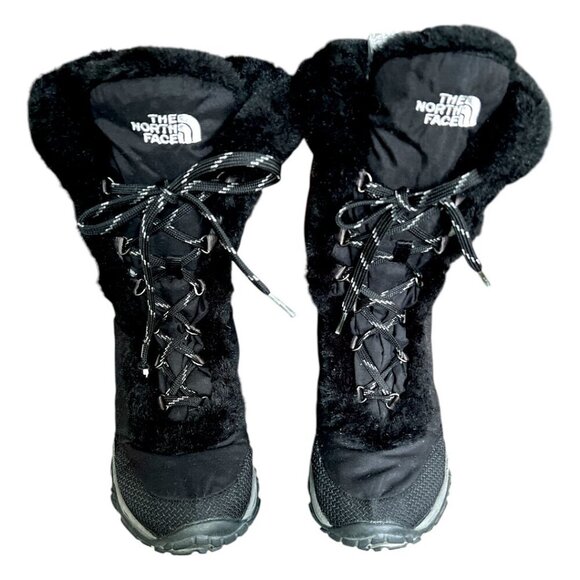 The North Face Nuptse Goosedown Mid Calf Snow Boots Faux Fur Trim Size 8.5 - Picture 3 of 10